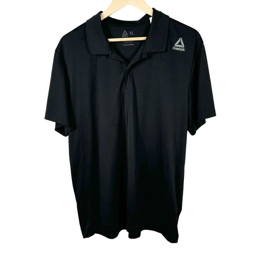 Reebok Men's Black Short Sleeve‎ XL Polo Speedwick Shirt Running Polyester Golf